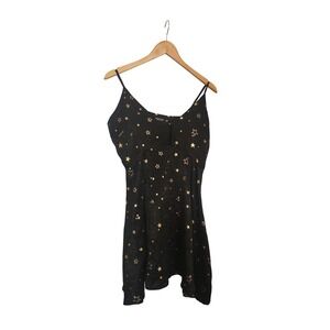 Nasty Gal Collection Black Gold Star Print Mini Dress Size US 10 Spaghetti Strap